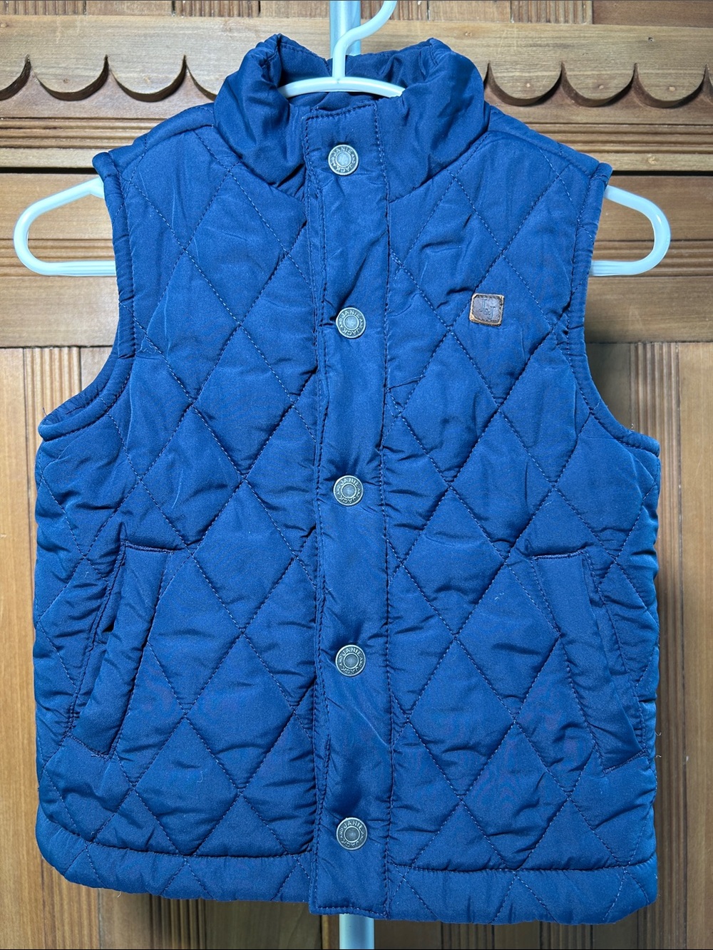 Janie and Jack Quilted Navy Puffer Vest - Button Front